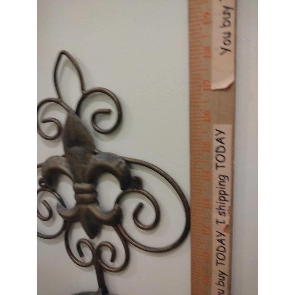 Vintage Antique Fleur De Lis‎ Brass Metal Towel Ring Holder Easy To Install